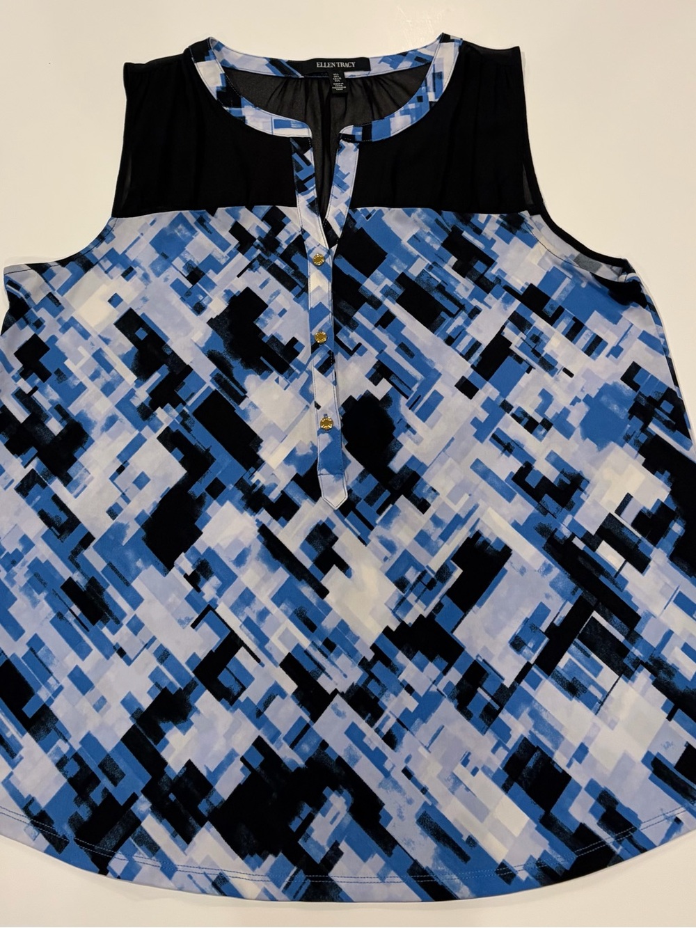 Ellen Tracy Abstract Print Sleeveless Top - Size L